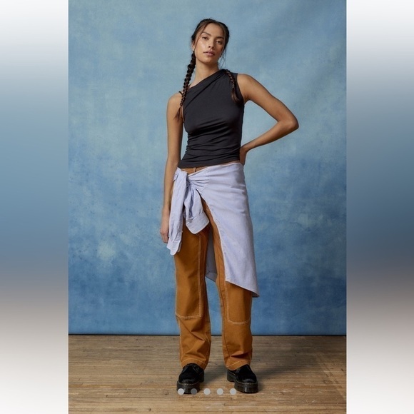 New BDG Canvas yellow Carpenter Pant size 26 y2k streetwear J - Picture 3 of 12